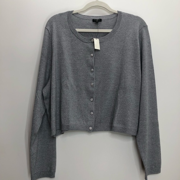 Talbots silver cropped cardigan